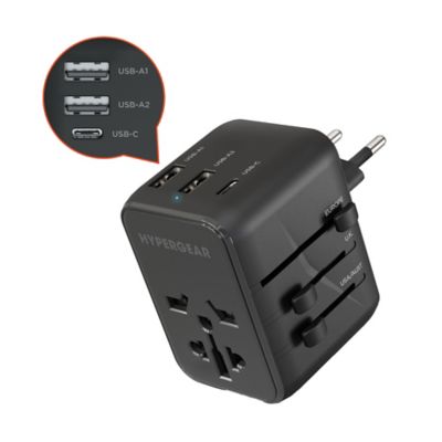 Image showing 8 th HyperGear WorldCharge Universal Travel Adapter with USB/USB-C, Black