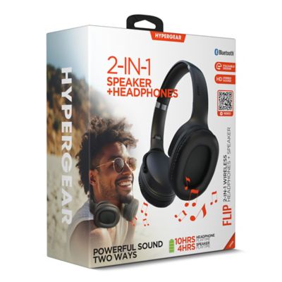 Image showing  Flip 2-in-1 Over-Ear Bluetooth Headphones with Microphone and Speaker Mode (Black)