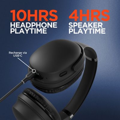 Image showing  Flip 2-in-1 Over-Ear Bluetooth Headphones with Microphone and Speaker Mode (Black)