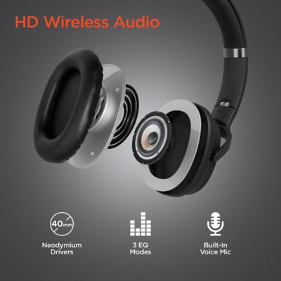 Image showing 6 th HyperGear Flip 2-in-1 Over-Ear Bluetooth Headphones with Microphone and Speaker Mode (Black)