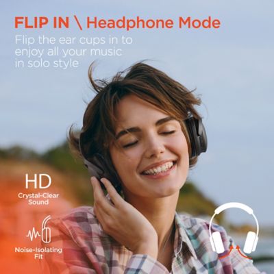Image showing 8 th HyperGear Flip 2-in-1 Over-Ear Bluetooth Headphones with Microphone and Speaker Mode (Black)