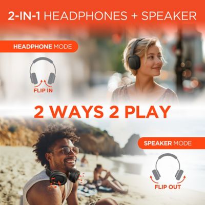 Image showing 9 th HyperGear Flip 2-in-1 Over-Ear Bluetooth Headphones with Microphone and Speaker Mode (Black)