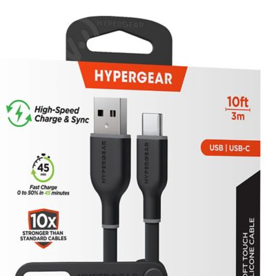 Image showing  Flexi Pro USB-A to USB-C Soft-Touch Silicone Charge and Sync Cable, 10 ft. (Black)