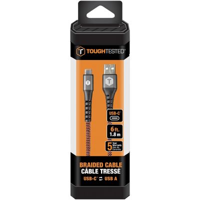 Image showing  Charge & Sync USB-A to USB-C Hi-Speed Braided-Fabric Cable, 6ft