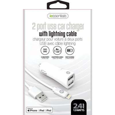 Image showing  2.4-Amp Dual-USB Car Charger with USB-A Lightning Cable, 4 ft.