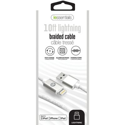 Image showing  Charge and Sync Braided Lightning to USB Cable (120 in., White)