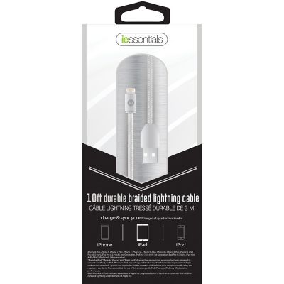Image showing  Charge and Sync Braided Lightning to USB Cable (120 in., White)