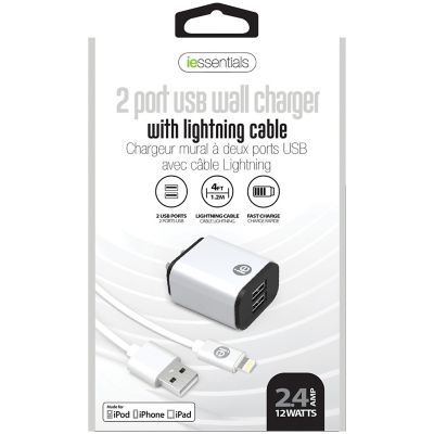 Image showing  2.4-Amp Dual USB Wall Charge with Lightning to USB-A Cable, 4 ft.