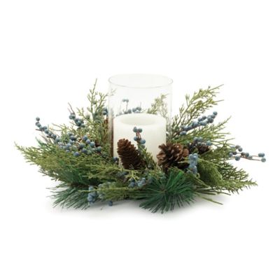 Melrose International Mixed Pine Juniper Candle Holder 19 in. D