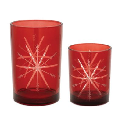 Melrose International Glass Snowflake Votive Holder (Set of 2)