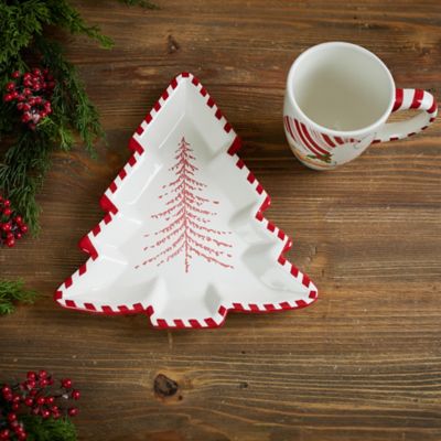Image showing  Ceramic Pine Tree Platter (Set of 2)