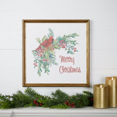 Image showing  Framed Merry Christmas Cardinal Print 16 in. SQ