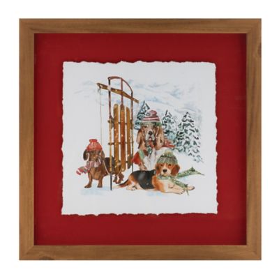 Image showing  Framed Dog Sled and Ski Print Under Glass (Set of 2)