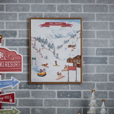 Image showing  Framed Dog Ski Resort Print 20 in. H
