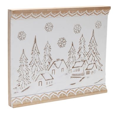 Image showing  Carved Wood Winter Village Wall Art 19 in. L