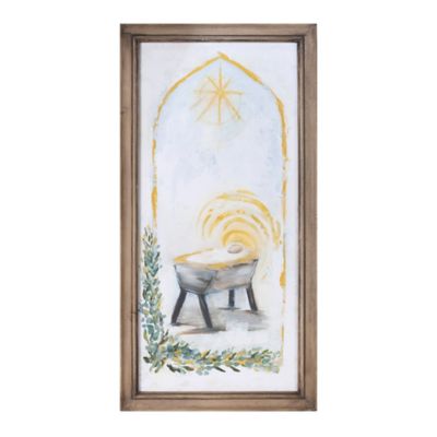 Melrose International Framed Christmas Manger Print 23.5 in. H