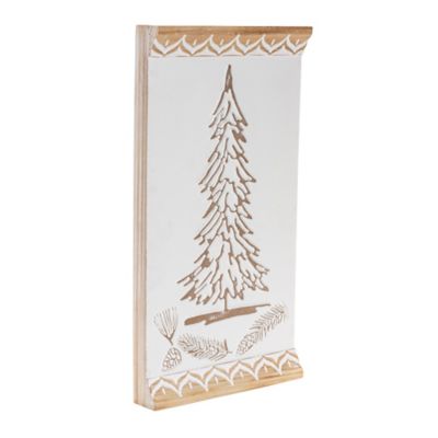 Image showing  Carved Wood Pine Tree Wall Art 19 in. H