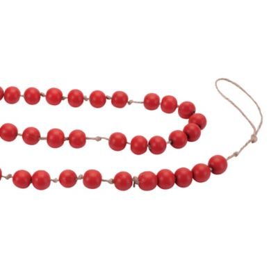 Image showing  Red Wood Beaded String Garland (Set of 2)