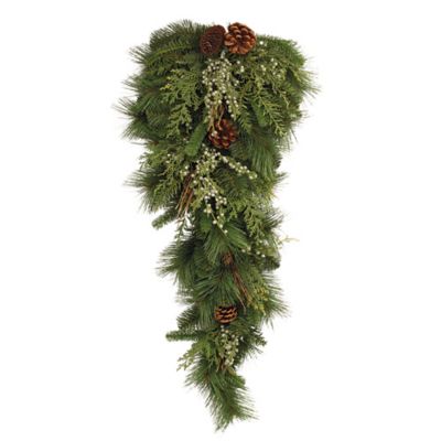 Melrose International Mixed Pine Juniper and Pincone Wall Swag 32 in. H