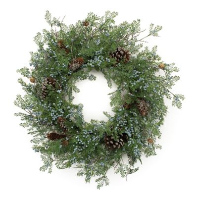 Melrose International Mixed Juniper and Pinecone Wreath 26 in. D