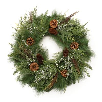 Melrose International Mixed Pine Juniper and Pincone Wreath 24 in. D