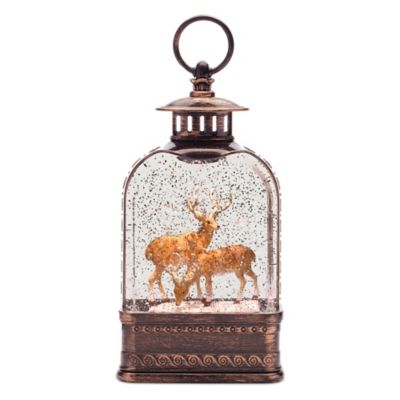 Melrose International LED Deer Couple Snow Globe 11 in. H