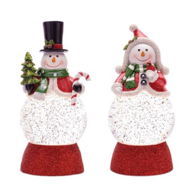 Melrose International LED Holiday Snowman Snow Globe (Set of 2)