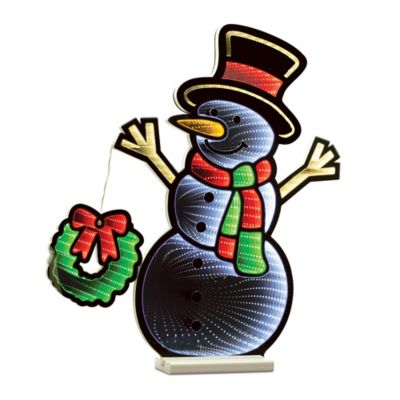 Melrose International Snowman and Wreath Ekkolight 23.5 in. H