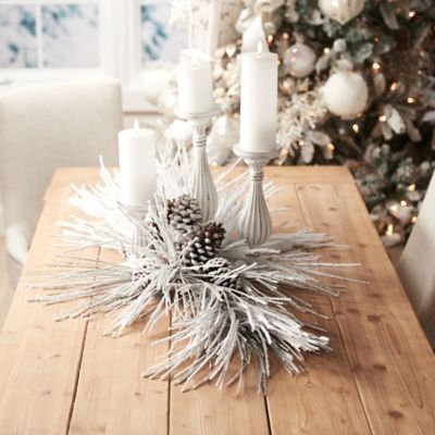 Image showing  Flocked Long Neddle Pine Spray (Set of 2)