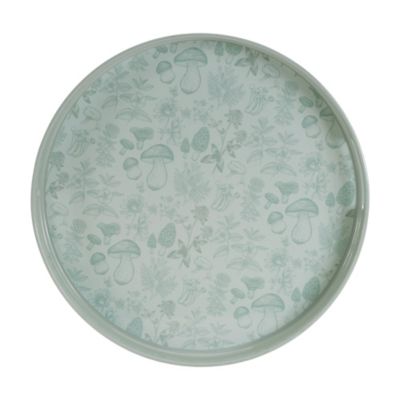 Image showing  Round Mushroom and Floral Print Tray 13.5 in. D