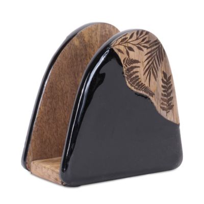 Image showing  Floral Etched Wood Coaster with Holder (Set of 4)