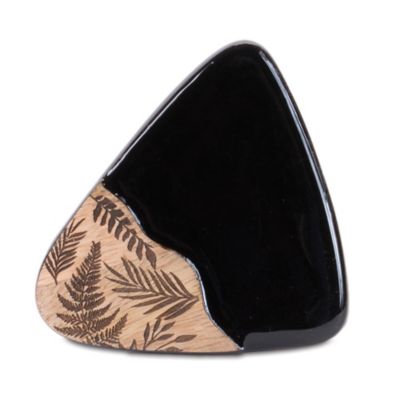 Image showing  Floral Etched Wood Coaster with Holder (Set of 4)