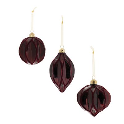 Melrose International Velvet Glass Ornament (Set of 6)