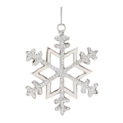 Image showing  Silver Jeweled Metal Snowflake Ornament (Set of 2)