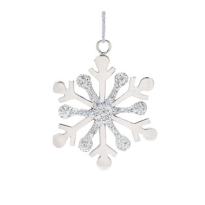 Image showing  Silver Jeweled Metal Snowflake Ornament (Set of 2)