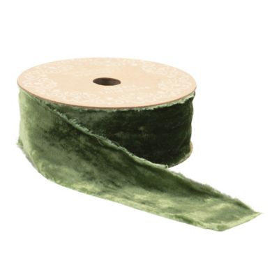 Image showing  Forest Green Raw Edge Velvet Ribbon 2 in. x 10 y