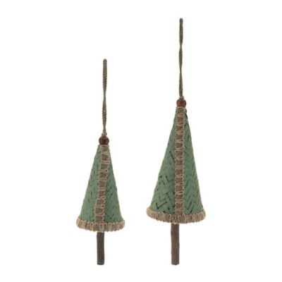 Image showing  Woven Bamboo Pine Tree Ornament (Set of 4)