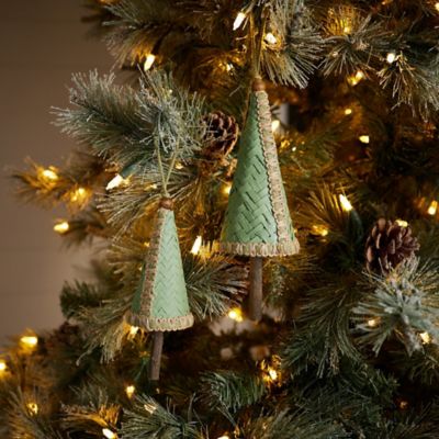 Image showing  Woven Bamboo Pine Tree Ornament (Set of 4)