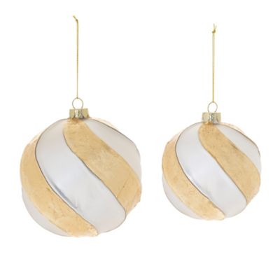 Image showing  Silver Gold Distressed Glass Ball Ornament (Set of 6)