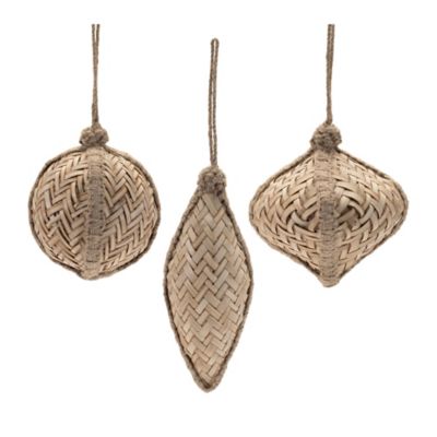 Melrose International Woven Bamboo Ornament (Set of 6)