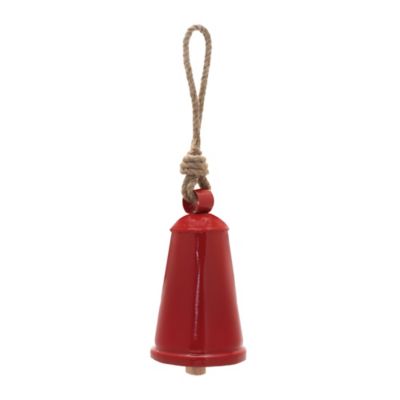 Image showing  Red Rustic Metal Bell Ornament (Set of 4)