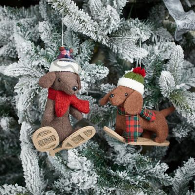 Image showing  Plush Ski and Snowboard Dog Ornament (Set of 6)