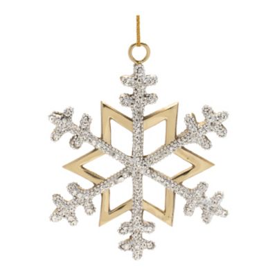 Image showing  Gold Jeweled Metal Snowflake Ornament (Set of 2)
