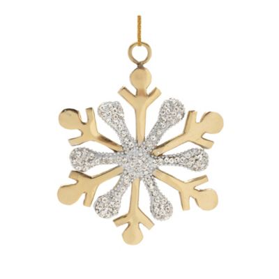 Image showing  Gold Jeweled Metal Snowflake Ornament (Set of 2)