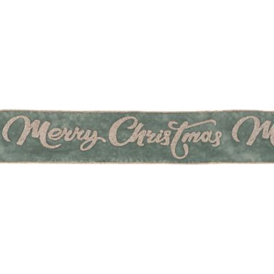Melrose International Glittered Merry Christmas Wired Ribbon 4 in. x 5 Yards