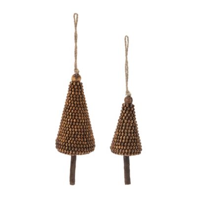 Image showing  Wood Beaded Pine Tree Ornament (Set of 4)