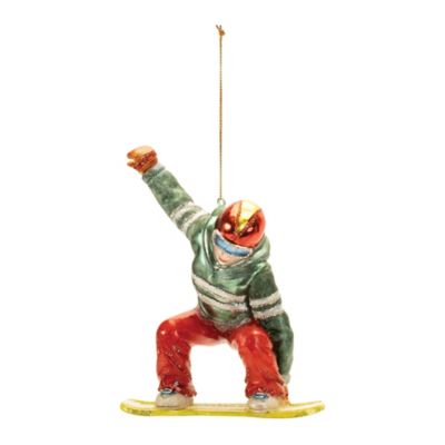 Image showing  Glittered Glass Snowboarder Ornament (Set of 6)