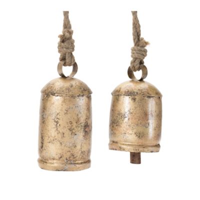 Melrose International Distressed Metal Bell Ornament (Set of 2)