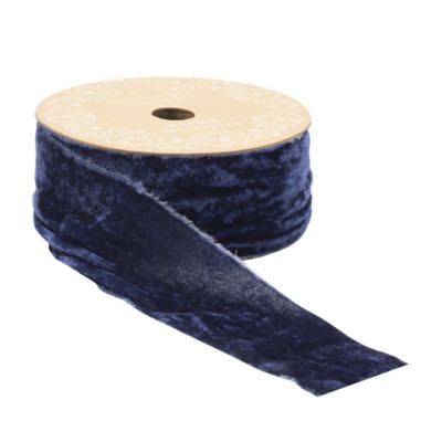 Image showing  Blue Raw Edge Velvet Ribbon 2 in. x 10 y