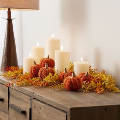 Image showing  Orange Plush Fall Pumpkin Spray (Set of 6)